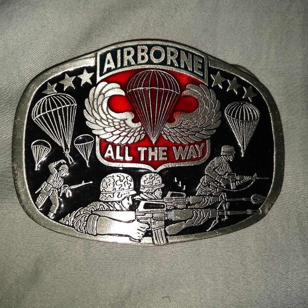 Airborne All The Way Enamel Belt Buckle 1985 #1677